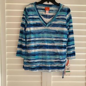 Hearts Of Palm Petite L striped shirt with shell